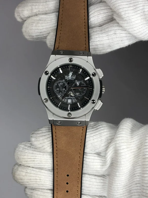 Hublot Skeleton Dial – Brown Rubber Strap Watch - Image 3