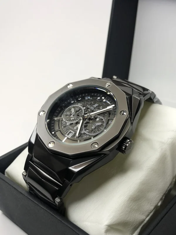 Hublot Skeleton Dial Black Chain Watch
